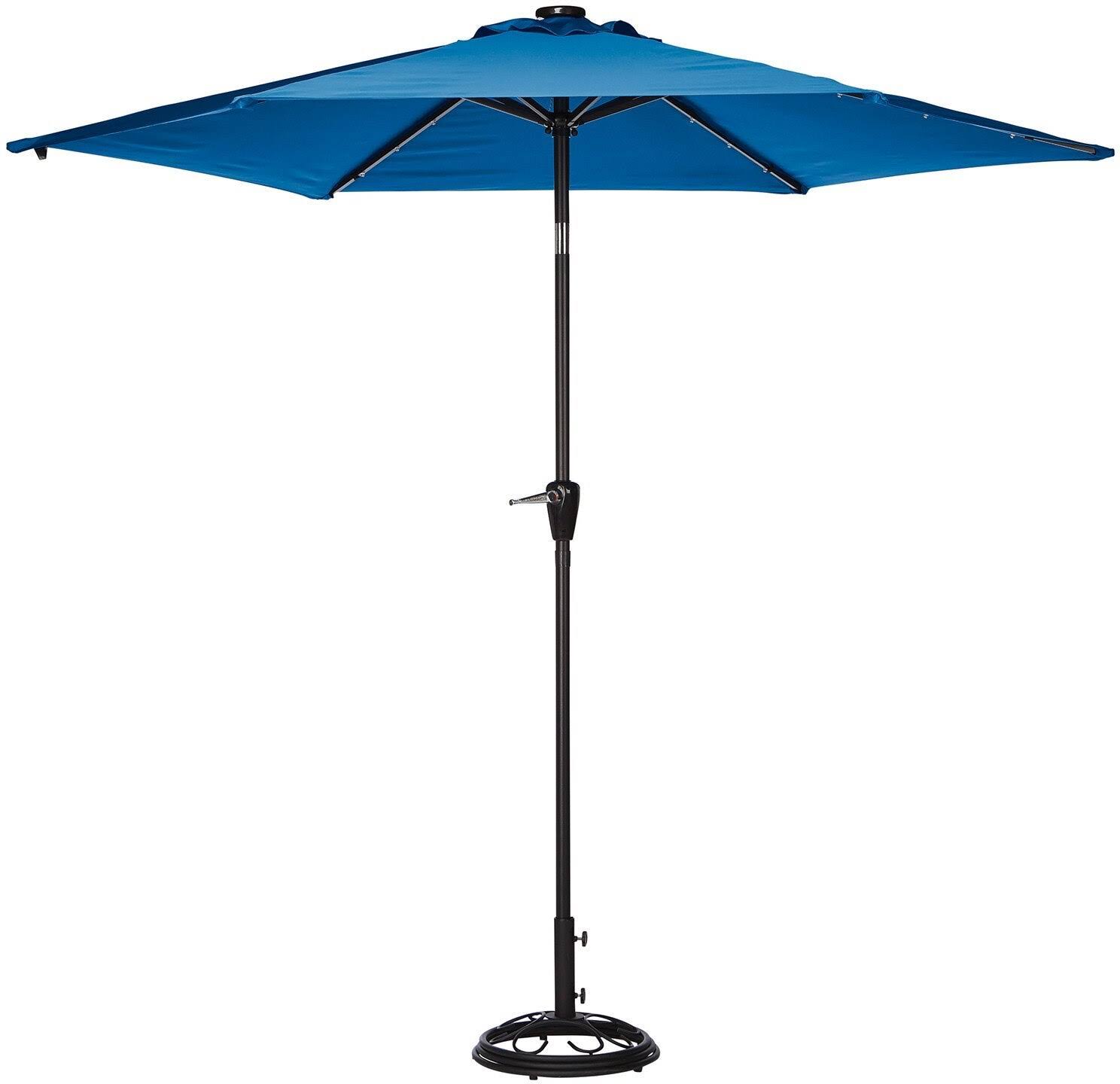 Living Accents Solar LED 9 ft. Tiltable Royal Blue Market Umbrella
