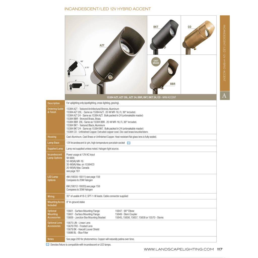 Kichler 15384AZT Landscape 12V Accent Light In Textured Architectural Bronze