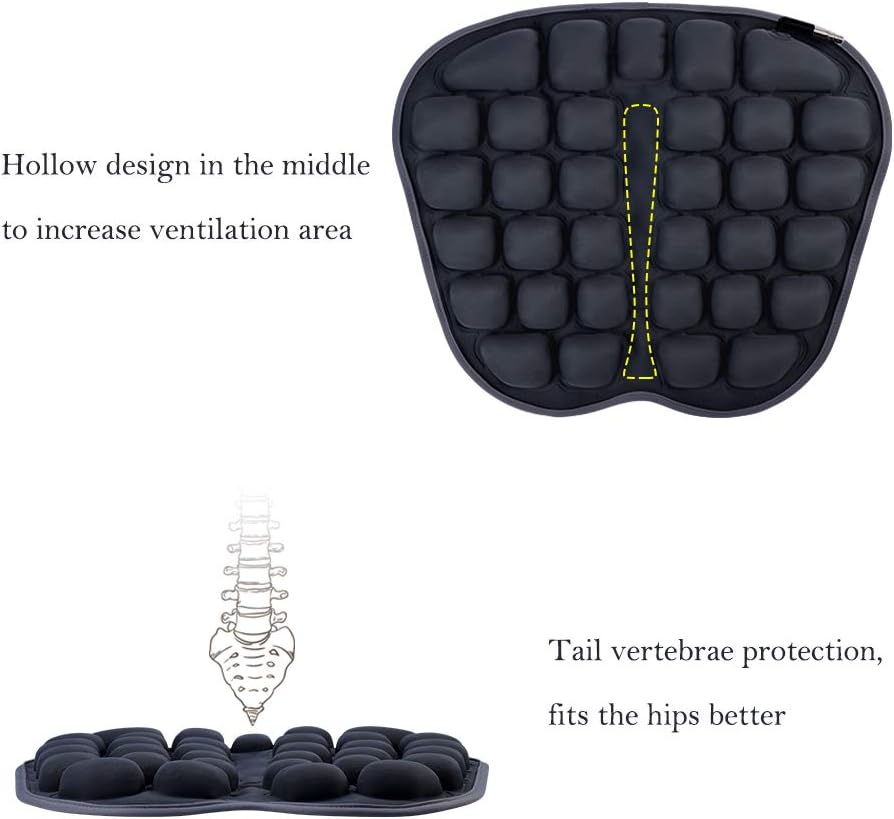Air Inflatable Seat Cushion for Car Seat Office Chair Wheelchair - U-Shaped Tailbone Pain Relief Pad - Coccyx Cushion Sciatica Pillow (Black)