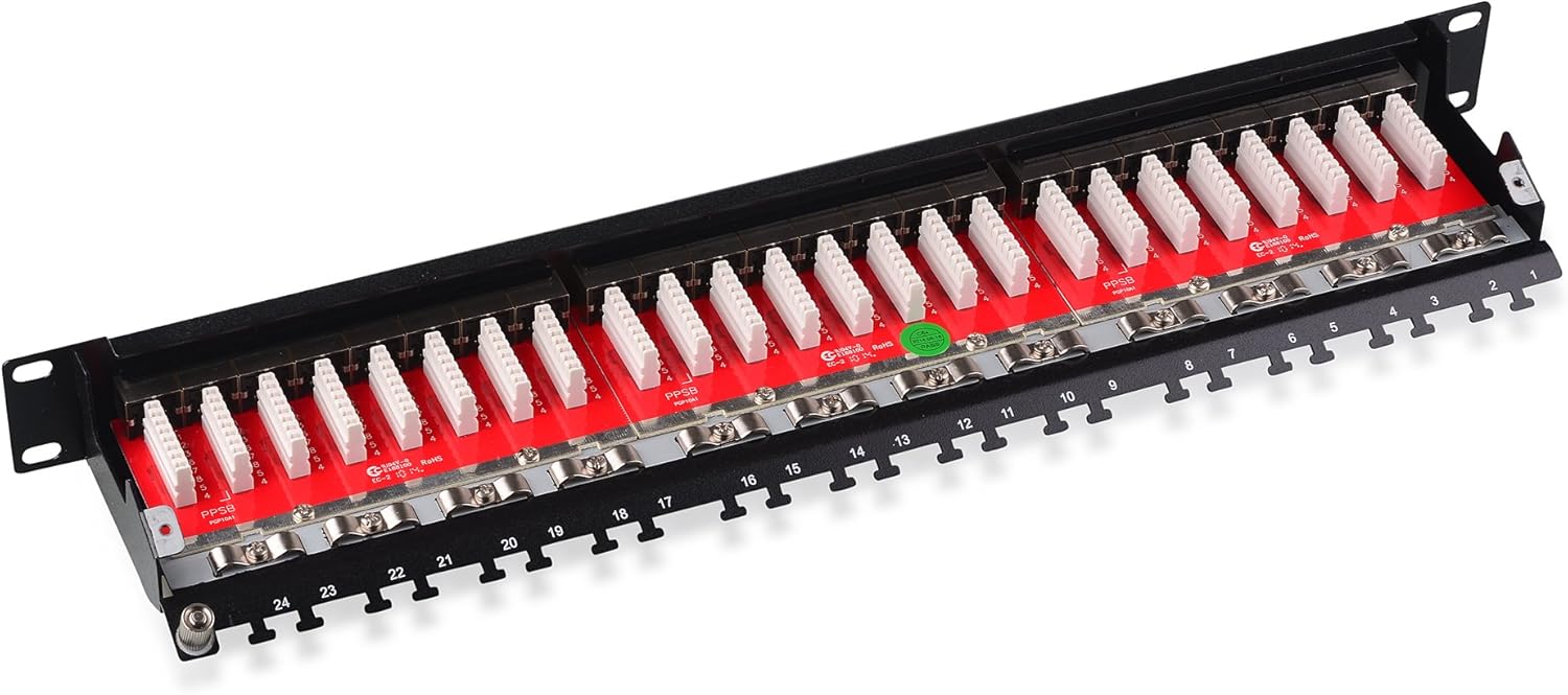 Cable Matters Rackmount or Wall Mount 24-Port Shielded RJ45 Patch Panel with Jack Shutter