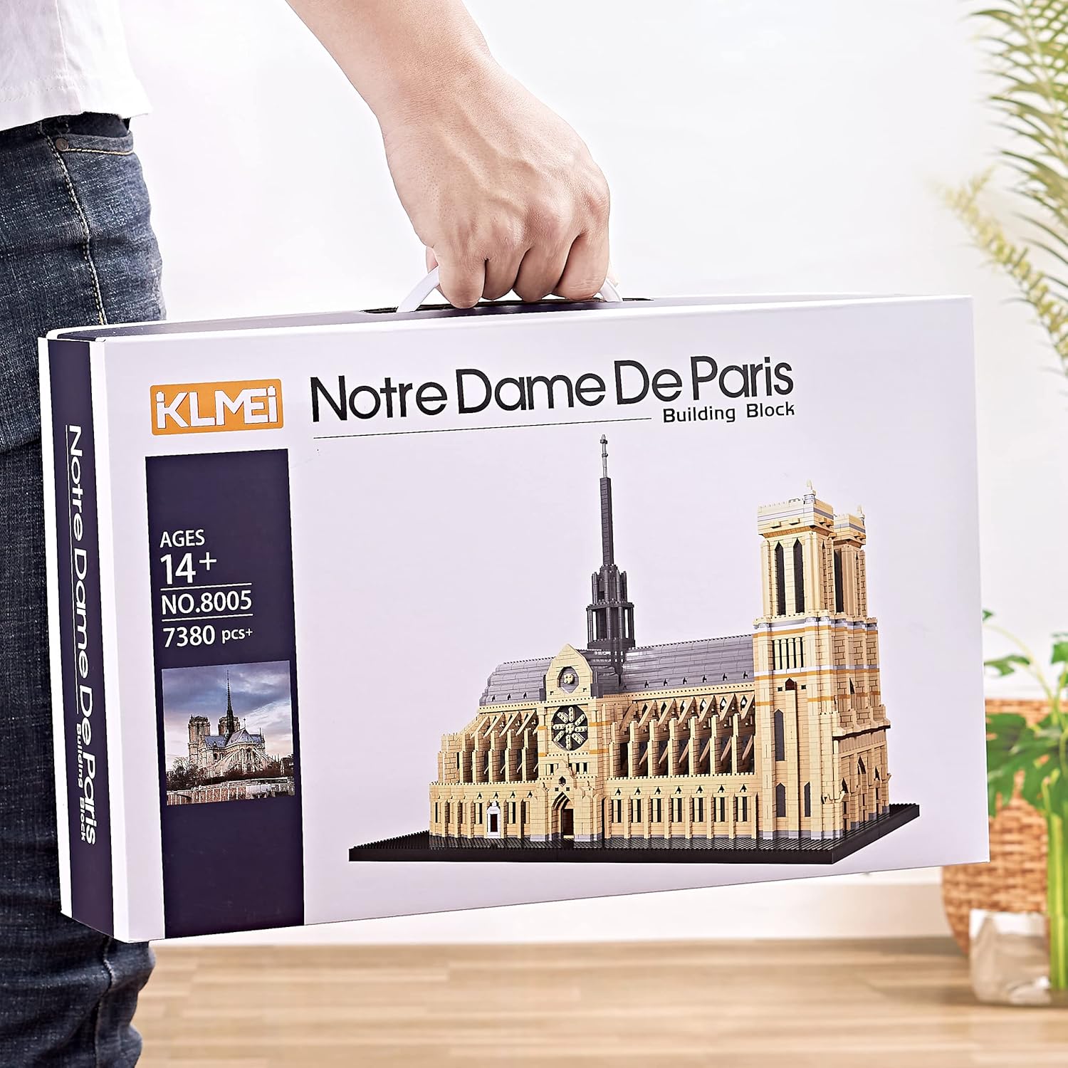 KLMEi Big Architecture Model Kits Notre Dame De Paris Micro Blocks 7380 Pieces Model Building Kit, Creative Building Set for Adults, Gift for Any Hobbyists New（ with Color Gift Package）