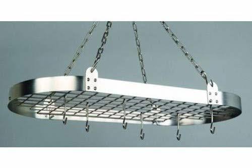 Old Dutch 122SN 36 x 18 Satin Nickel Oval Pot Rack with 12 Hooks