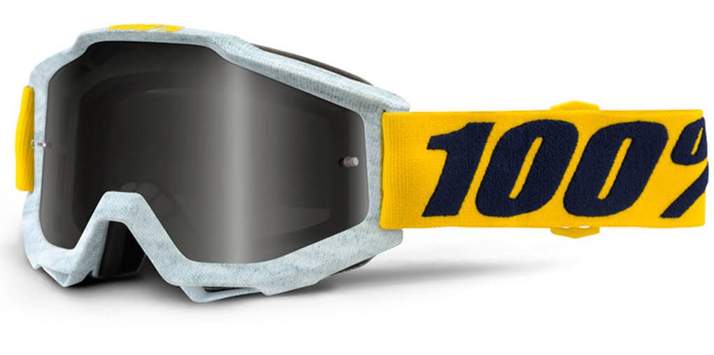 100% Accuri Extra Motocross Goggles, White-Yellow