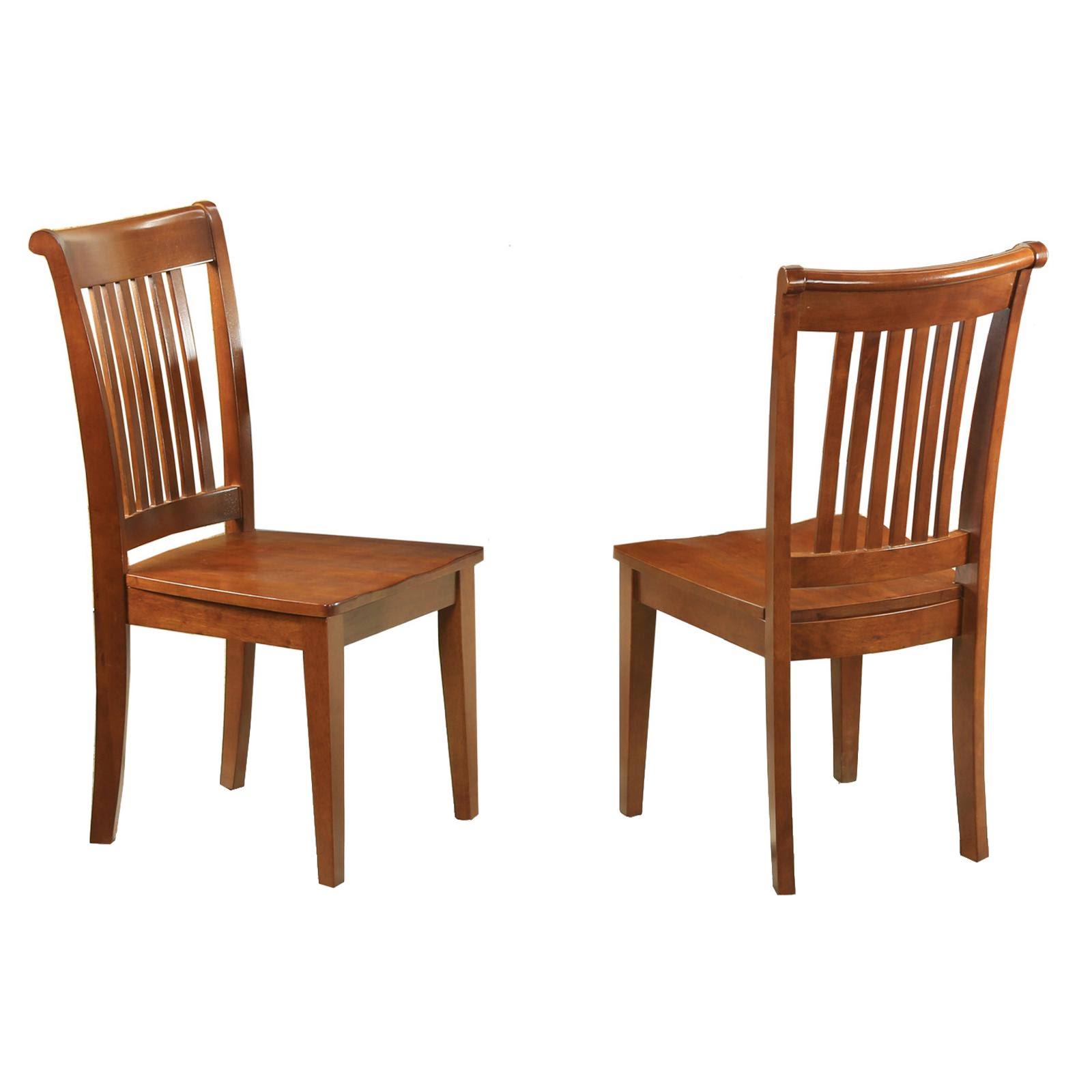 East West Furniture Portland Slat Back Dining Room Chair with Wood SEAT, Set of 2 Poc-sbr-w