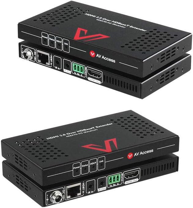 AV Access HDMI 2.0 HDBaseT HDMI Extender Over Single Cat5e/6a/Cat7 Ethernet 4K@60Hz 130ft, 1080P@120Hz 230ft, PoE IR RS232 HDCP2.2, HDR, CEC, EDID (4KEX70-H2)