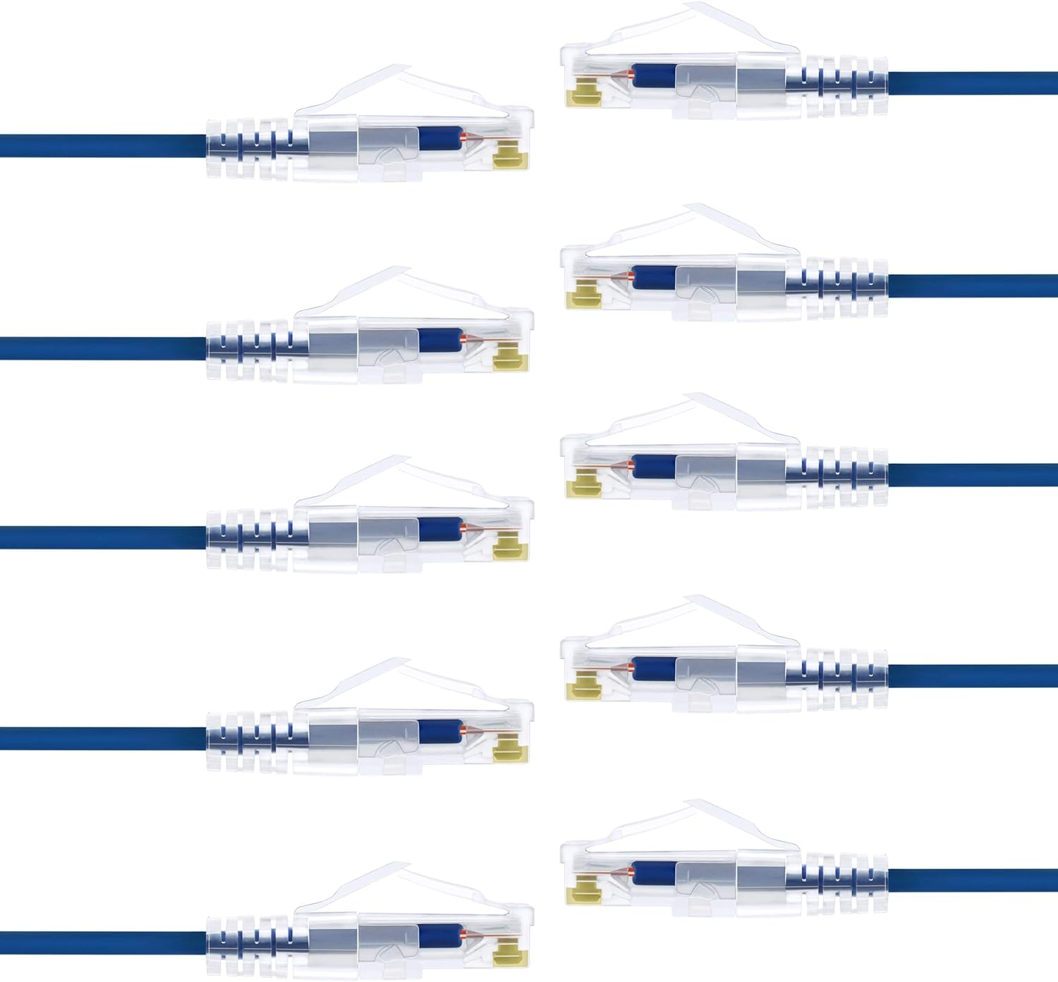 GearIT (10-Pack / 7 Feet) Slim 28AWG Cat6 Patch Cable Cat 6 Ethernet Cable Snagless Tab - Slim Series, Blue - 7ft