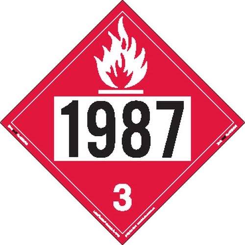 Labelmaster ZRV21987 Flammable Liquid Placard, Un 1987, Rigid Vinyl, 25/Pack