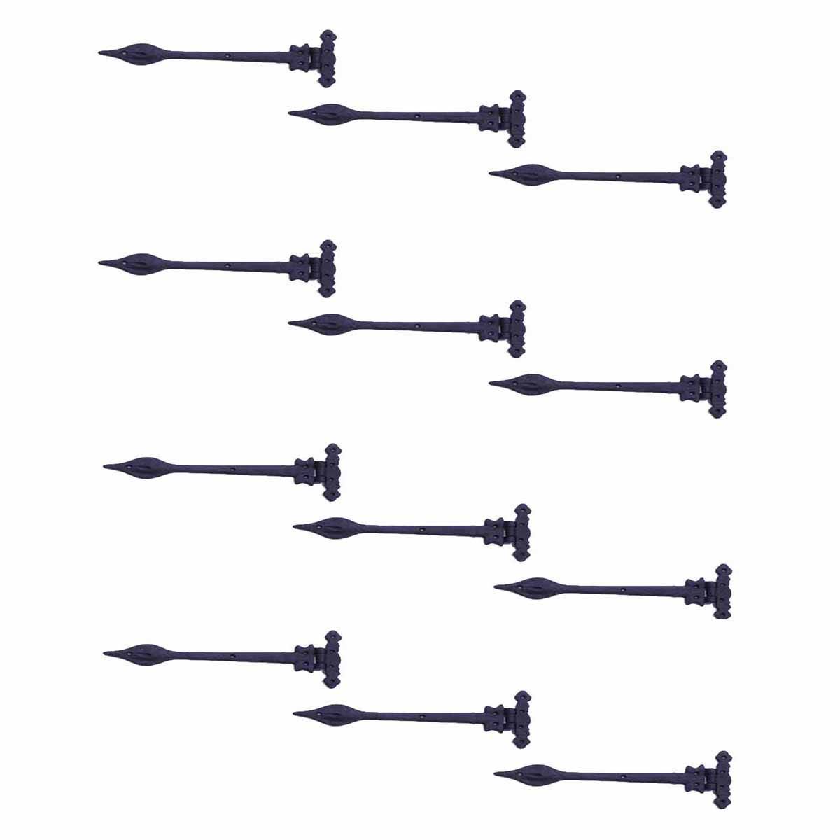 Renovators Supply 12 Strap Hinges Spear Tip Black Wrought Iron Set of 12