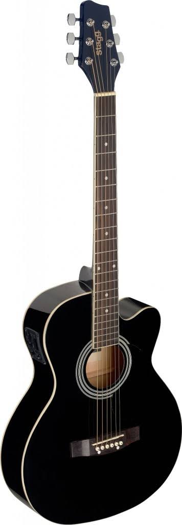 Stagg Sa20ace Blk Auditorium Cutaway Acoustic-Electric Guitar - Black