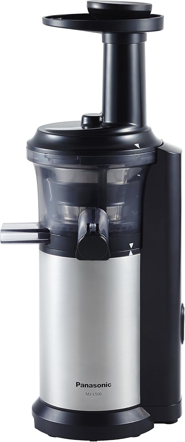 Panasonic MJ-L500 Slow Juicer with Frozen Treat Attachment, Black/Silver