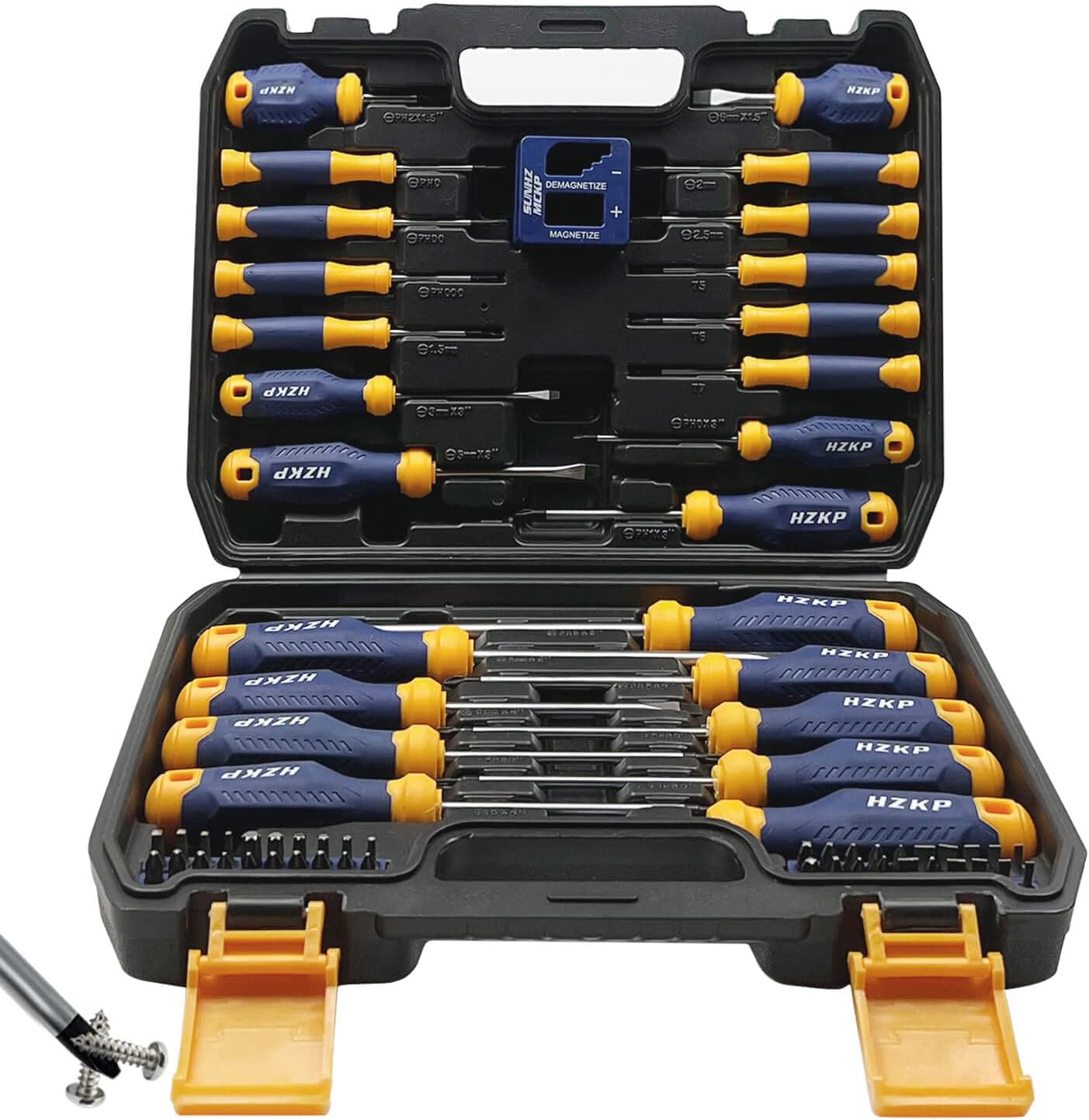 SUNHZMCKP Magnetic Screwdriver Set 66-Piece, S2- Alloy Tool Steel， Includes Slotted/Phillips/Torx Mini Precision Screwdriver, Replaceable Screwdriver Bits With Sturdy tool box