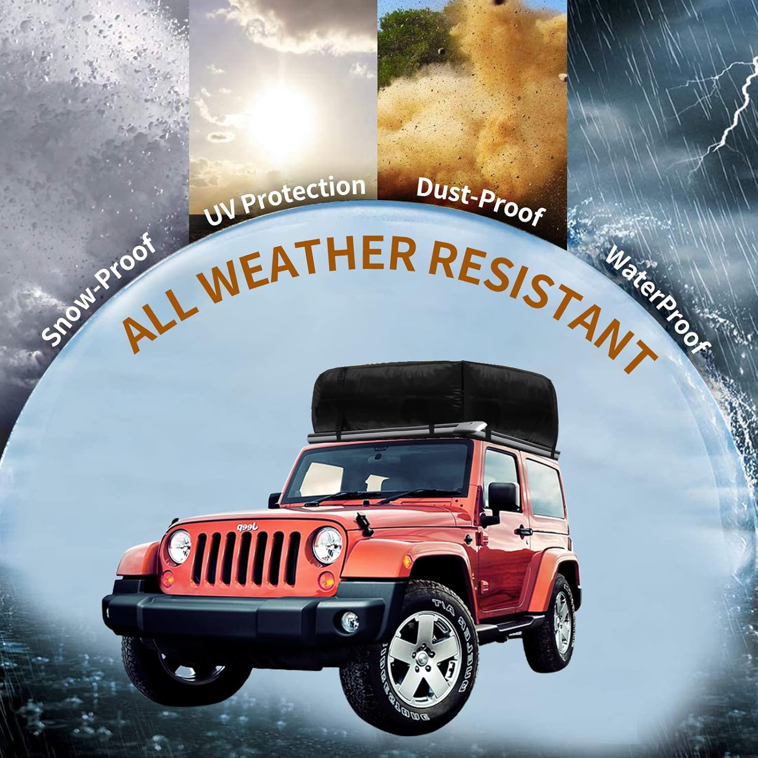 Rooftop Cargo Carrier, 15 Cubic ft Waterproof Car Top Carrier with Anti-Slip Mat and 6 Heavy-Duty Straps, Excellent Military Quality Roof Cargo Bag for Cars with or Without Racks(with Non-Slip Pad)