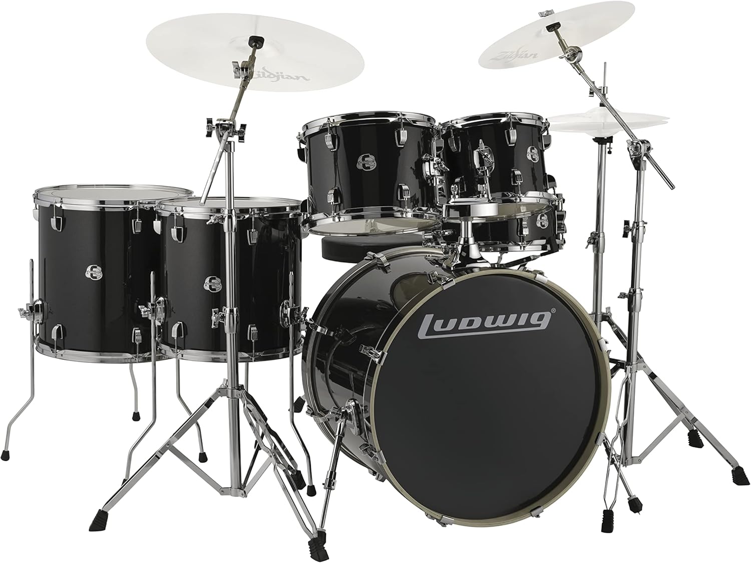 Ludwig Element Evolution LCEE6220 6-piece Shell Pack with Hardware - Black Sparkle