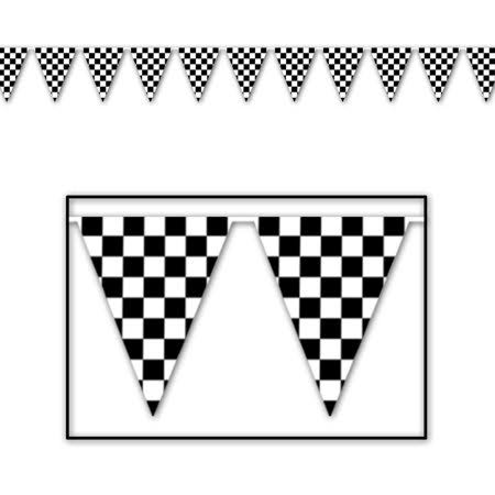 (Pack of 12) Checkered Outdoor Pennant Banner Black u0026 White