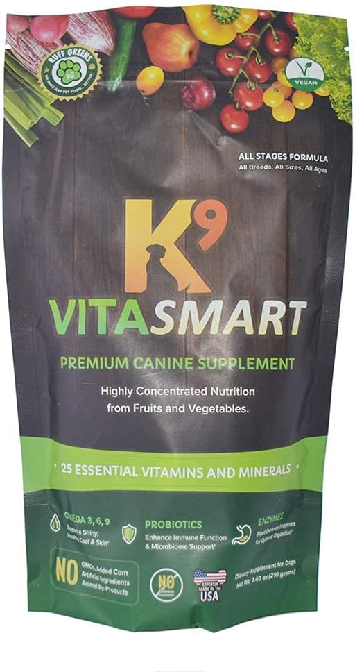 Ruff Greens K9 VitaSmart Vitamin & Mineral Supplement Nutritional Support for Dogs, 7.4 Ounce Pack of 2