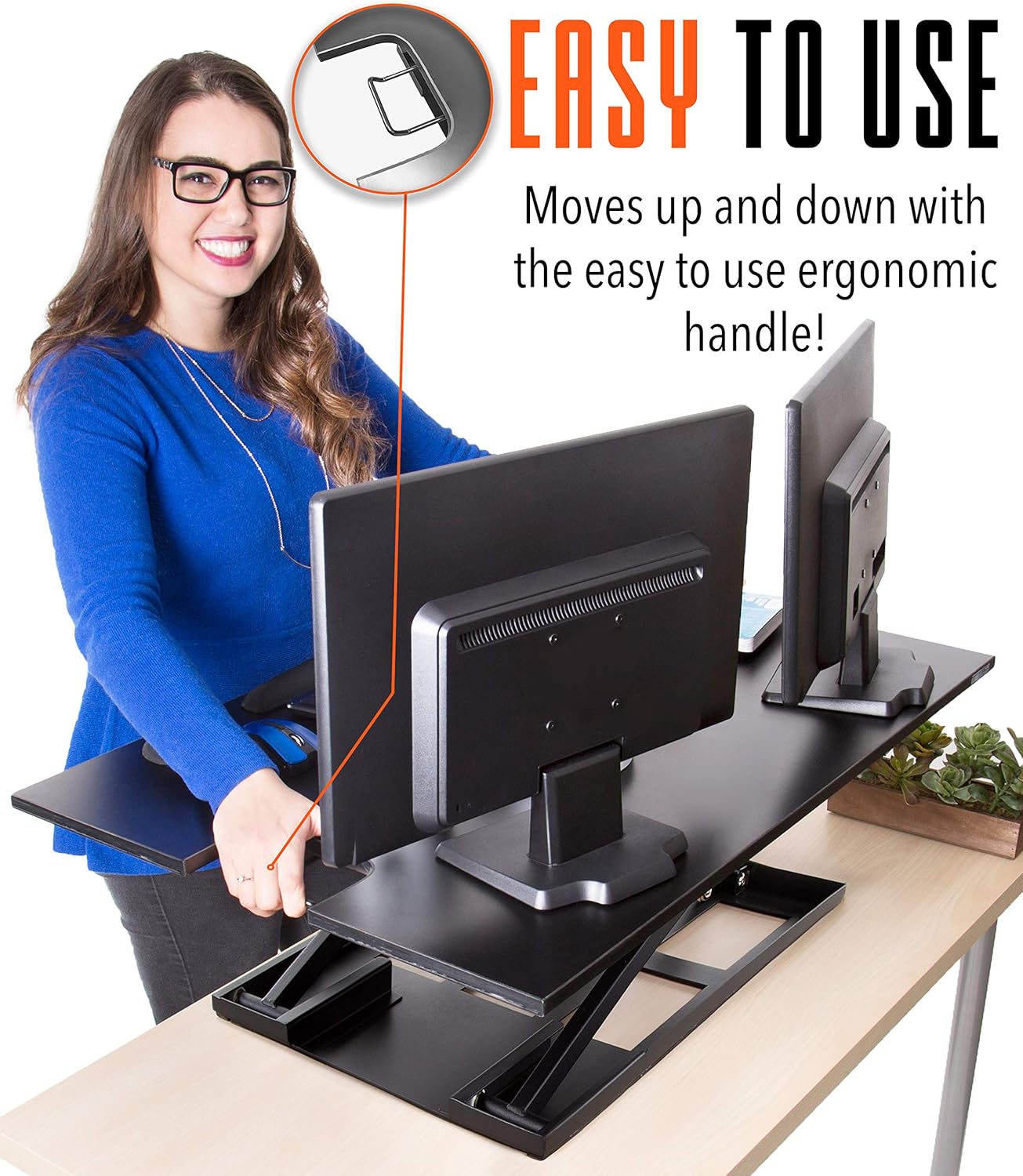 X-Elite Pro XL Standing Desk Converter | Instantly Convert Any Surface to a Stand up Desk | Extra Large Sit to Stand Desk Converter | Easily Fits 2 Monitors (36 inches | Black)