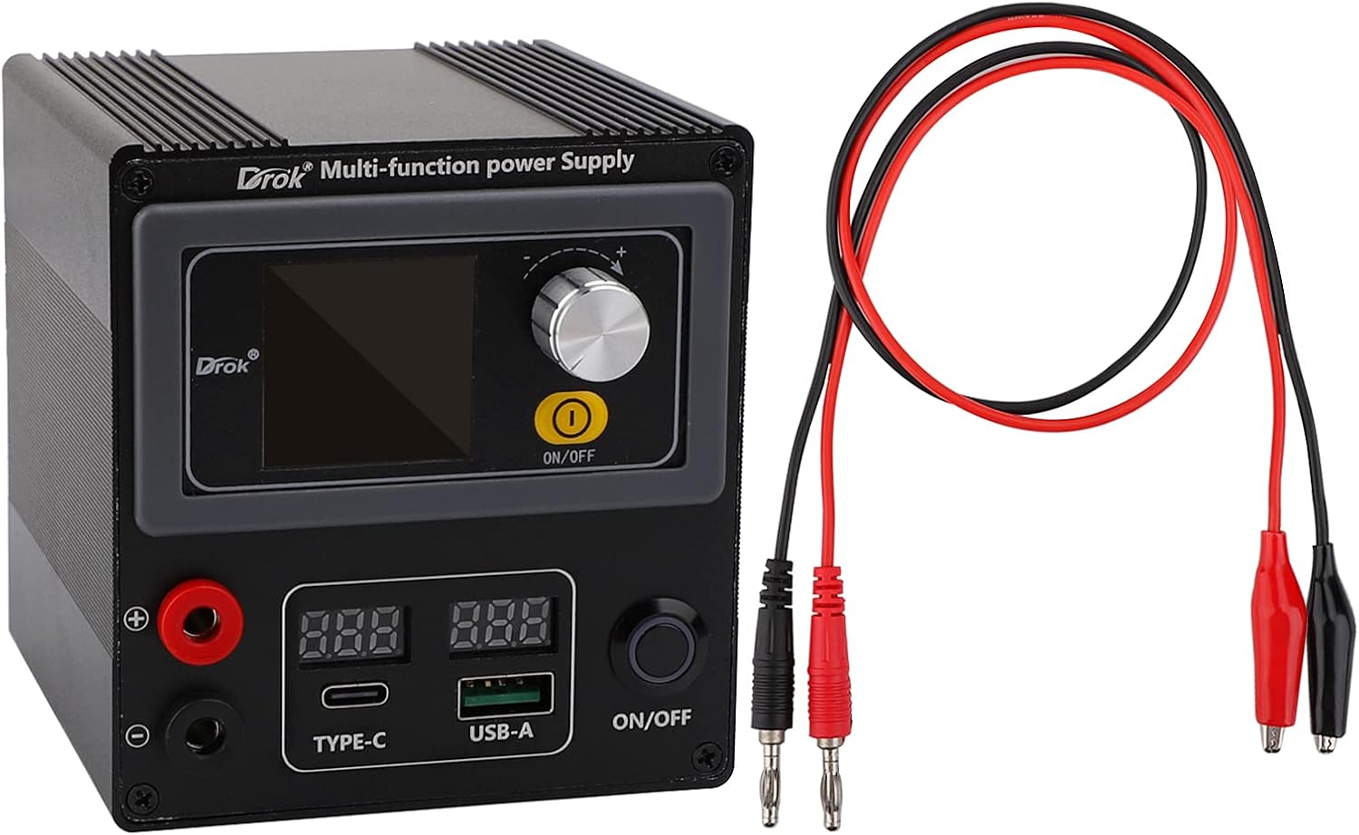 USB Buck Boost Converter with CNC Shell, DROK DC 6V - 30V Step Up Down to 0 - 36V Power Supply, 6V 12V 24V 36V, Voltage Regulator Fast Charging Module for Mobile Phone, LCD Digital Display Pack of 2