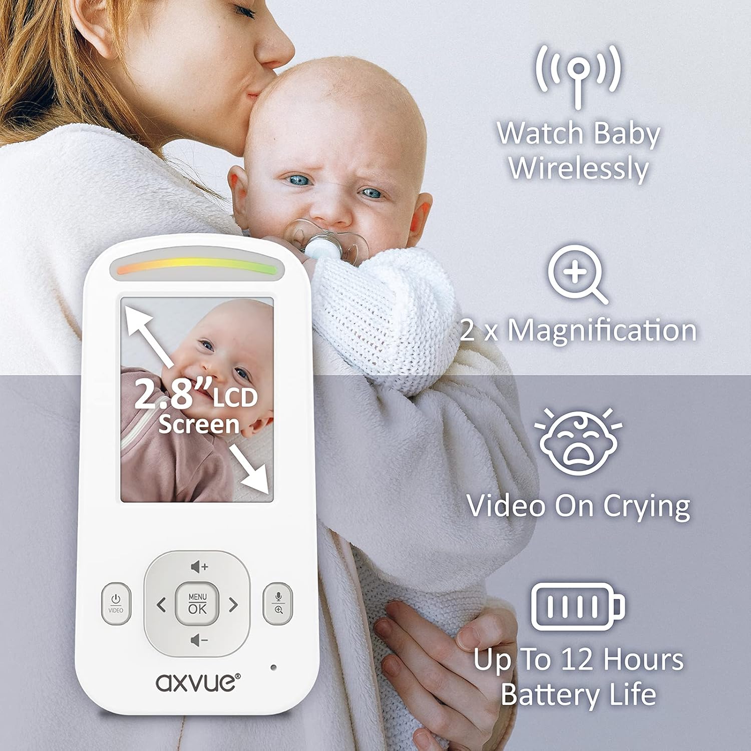 Video Baby Monitor with Digital Camera HR Screen 1000ft Range Long Life Battery Secured Wireless Privacy, 2.4GHz Wireless Technology, 2-Way Talk, Night Vision. Pack of 2