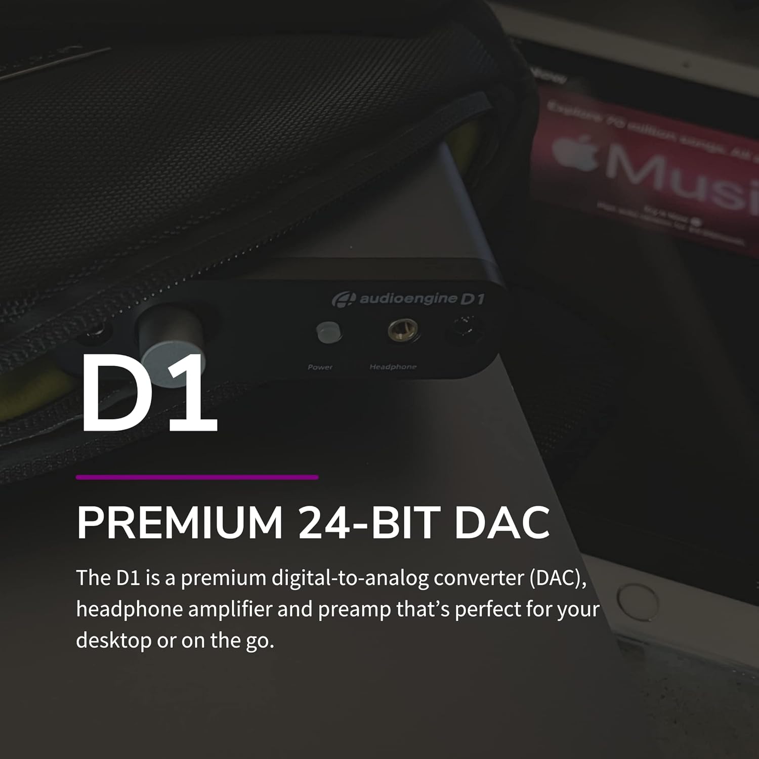 Audioengine D1 Portable Desktop Headphone Amp and DAC, Preamp, USB/Optical Inputs, Hi-Res Audio Playback