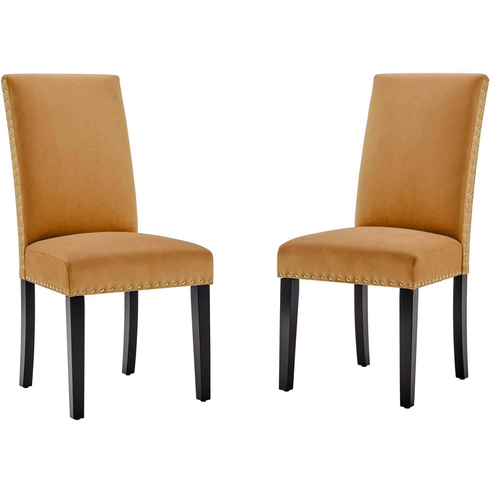 Modway Parcel Performance Velvet Dining Side Chairs - Set of 2 Cognac