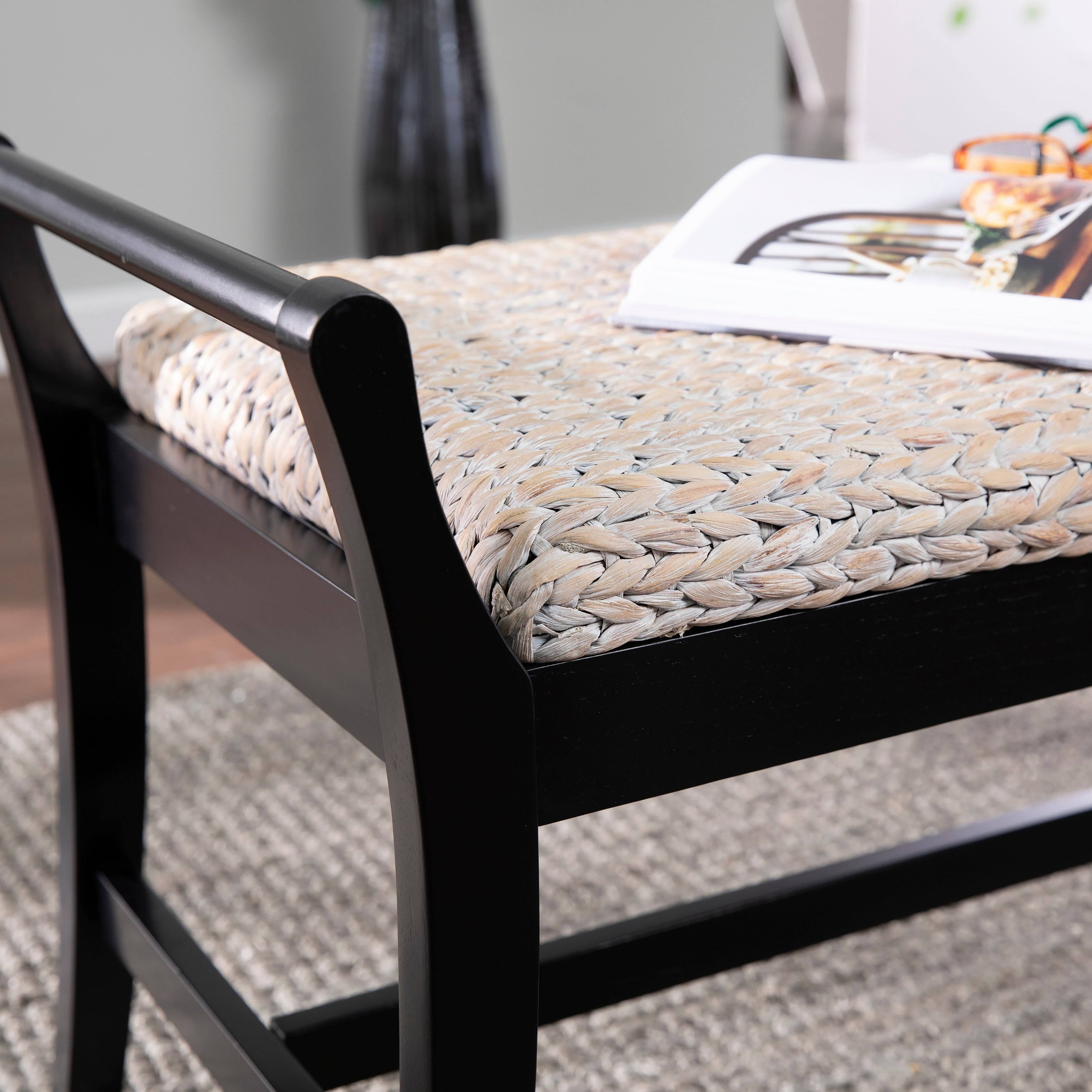 Harper Blvd Kellington Coastal Natural Woven Fiber Bench - Wicker - Wicker/Wood - Natural/Black