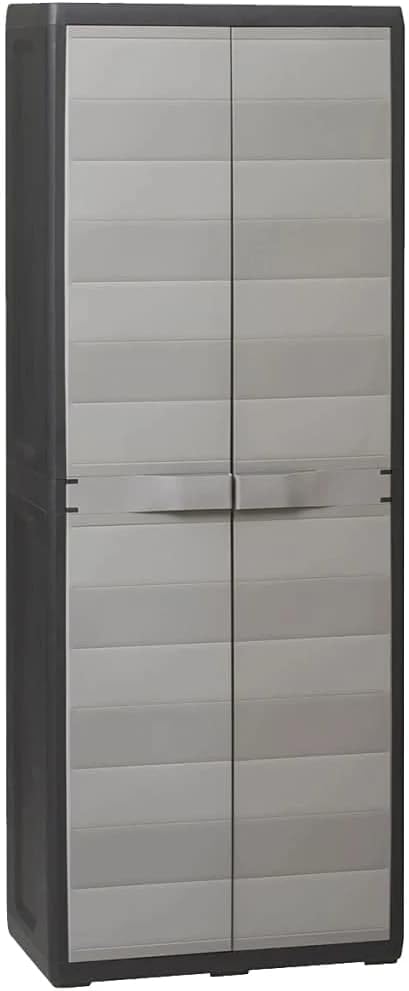 vidaXL Garden Storage Cabinet with 3 Shelves Black Adjustable Locker Outdoor