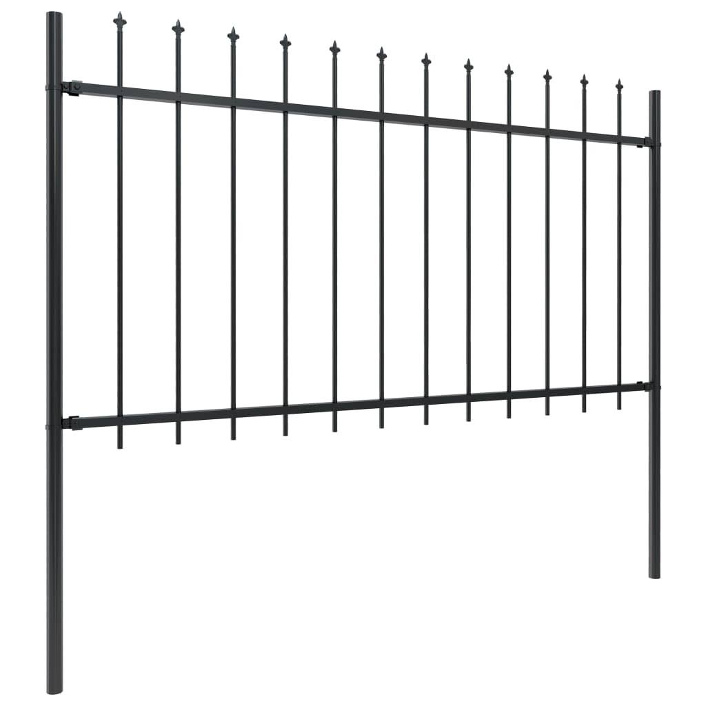 vidaXL Garden Fence with Spear Top Steel 334.6x22x39.4x22 Black