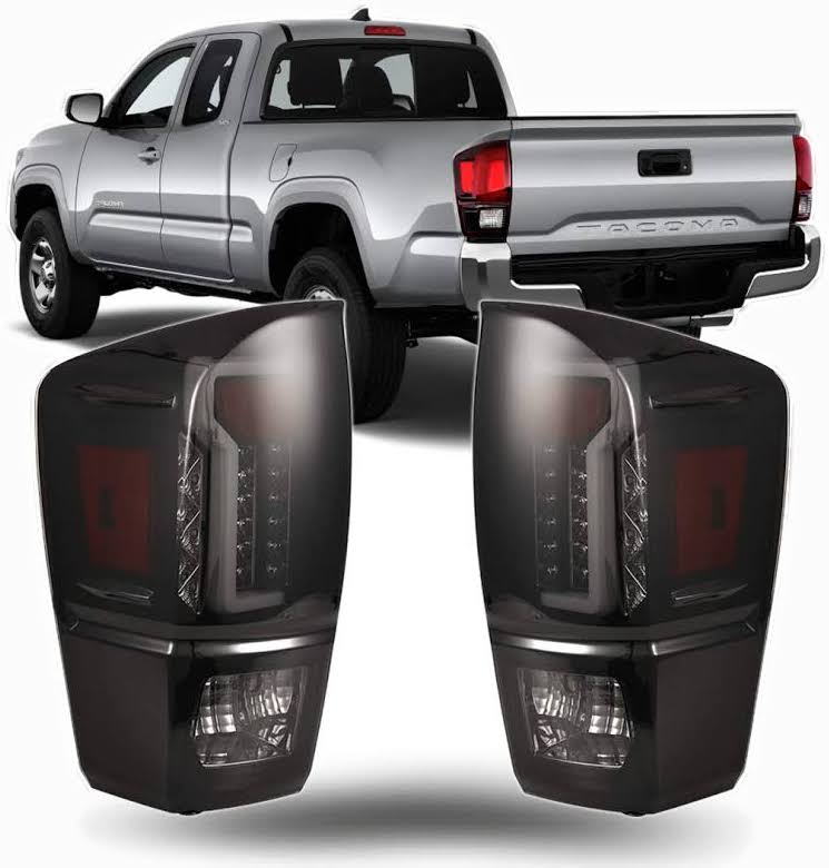 Winjet WJ20-0466-05 2016-2017 Toyota Tacoma LED Glow Bar Tail Light Set Black Smoked Tinted