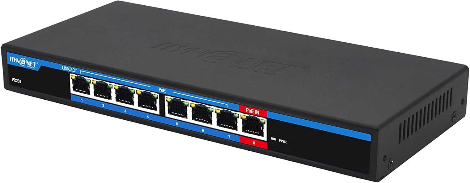 PX208 Gigabit Ethernet POE 8 Port POE Switch Extender One POE IEEE802.3BT PD Port with 90W Input ,7port IEEE802.3at/af Out Pack of 2