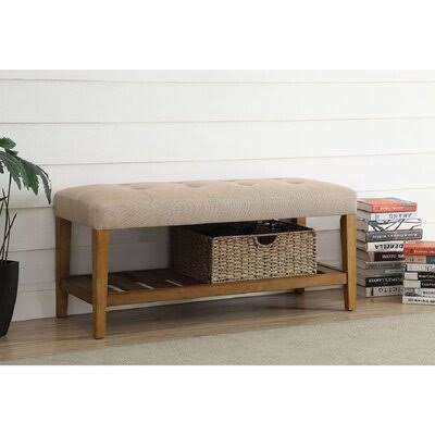 Acme Charla Bench in Beige u0026 Oak 96682 Red Barrel Studio