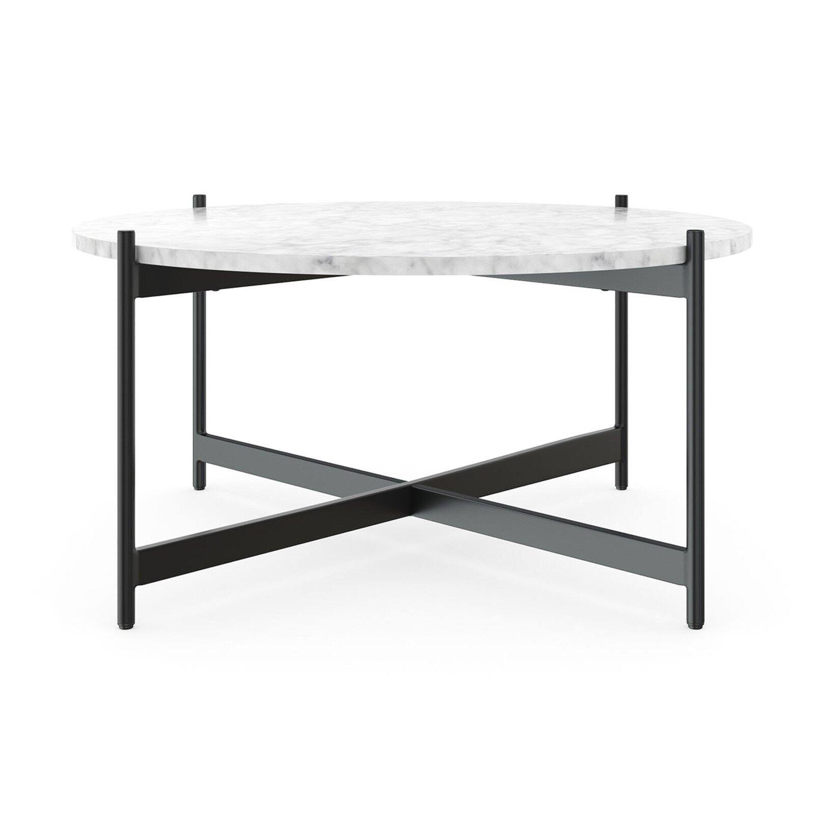 Nathan James Piper Faux Marble Round Modern Living Room Coffee Table Black