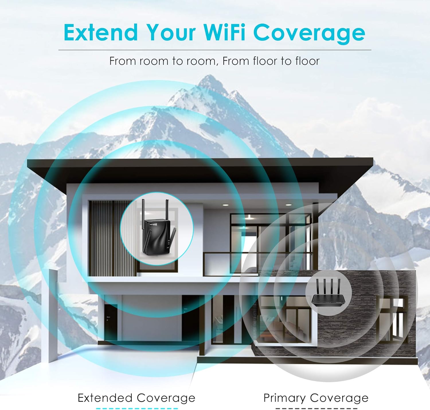 WiFi Extender - WiFi Booster,2100 Mbps,rockspace Wifi Extender,WiFi Repeater,Wireless Extender for Home,5G&2.4G Dual Band,Gigabit Port&WPS Button,360 Degree Full Coverage