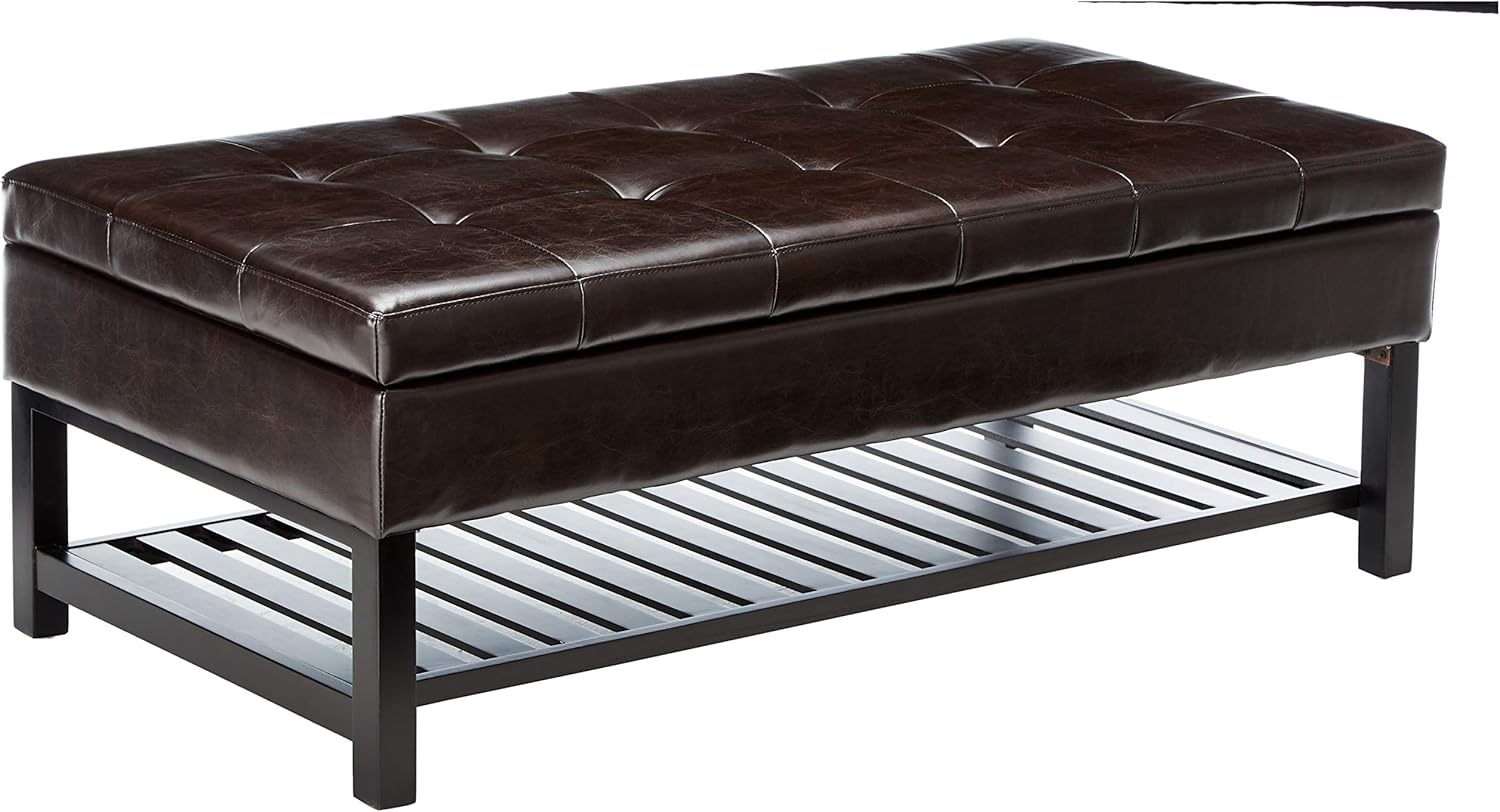 Christopher Knight Home Miriam Ottoman with Storage and Bottom Rack, Espresso