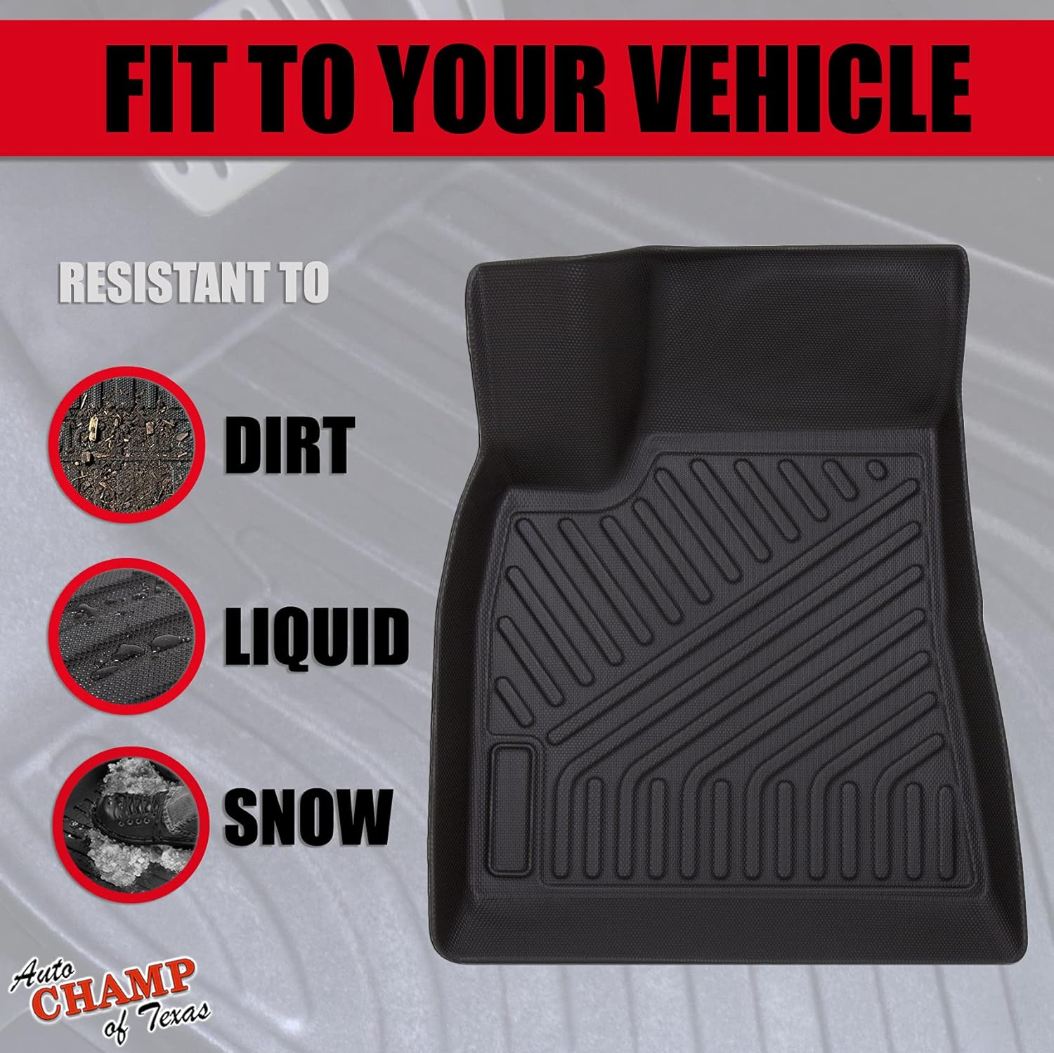 Auto Champ Of Texas, Auto Champ - All Weather Floor Mats for 2016-2021 Tesla Model S - Front & Rear All Season Mats - Waterproof (1st & 2nd Row Black)
