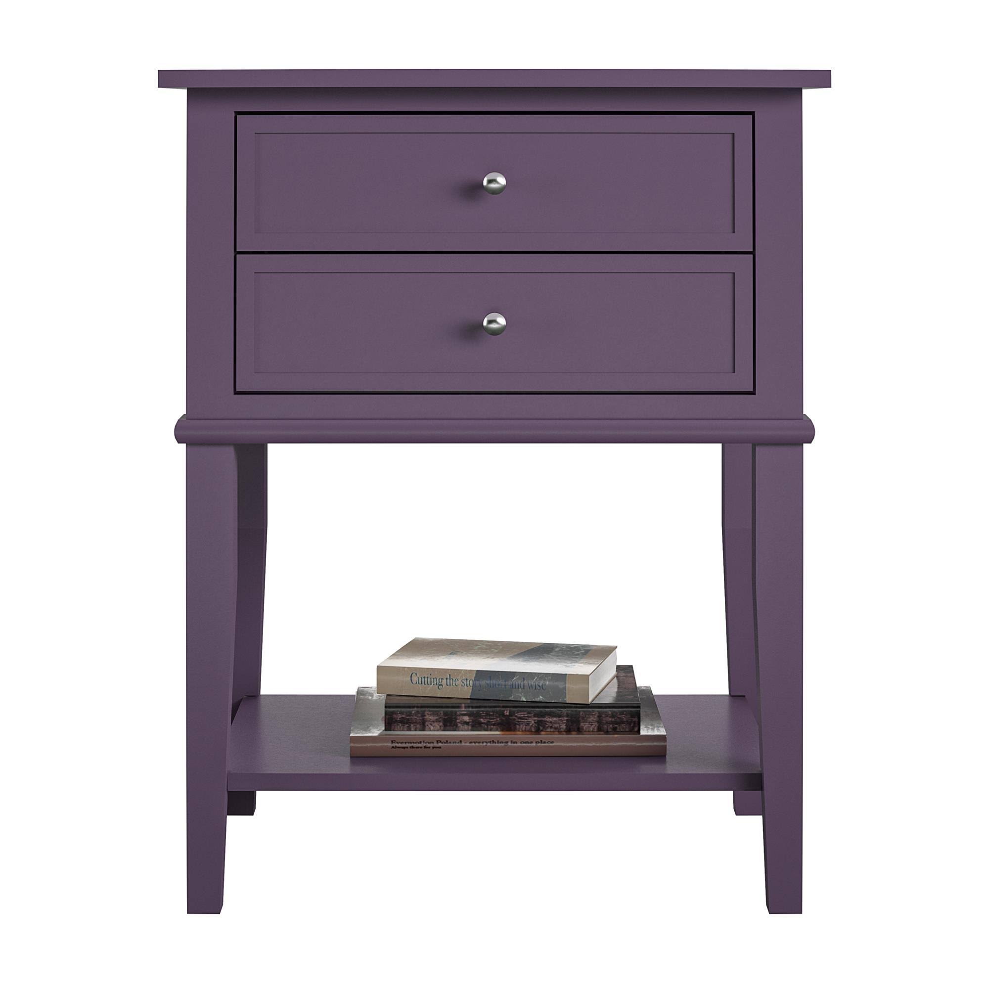 Ameriwood Home Franklin Accent Table with 2 Drawers, Purple