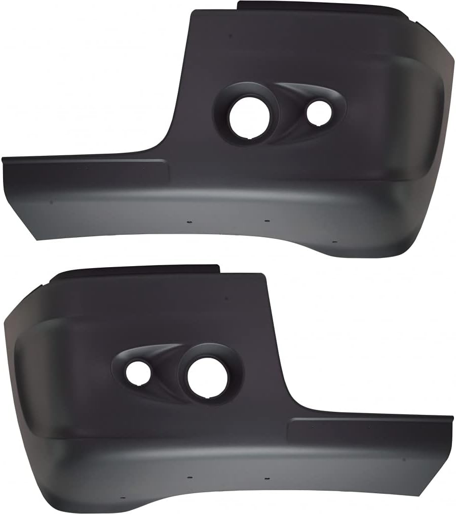 For Freightliner Century Bumper End 2005-2011 Driver and Passenger Side Pair/Set | Plastic | Painted Black | w/Fog Light & Daytime Running Light Holes | 2126684004