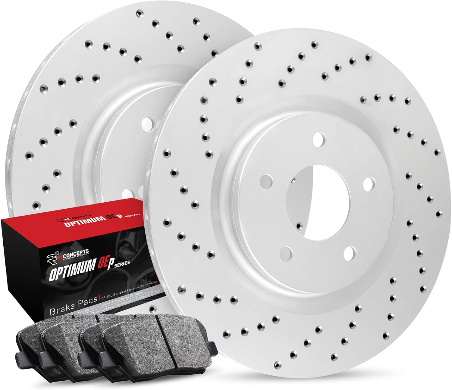R1 Concepts Front Brakes and Rotors Kit |Front Brake Pads| Brake Rotors and Pads| Optimum OEp Brake Pads and Rotors |fits Audi A4 allroad, A4 Quattro, A5 Quattro, A5 Sportback, A6 Quattro, Q5