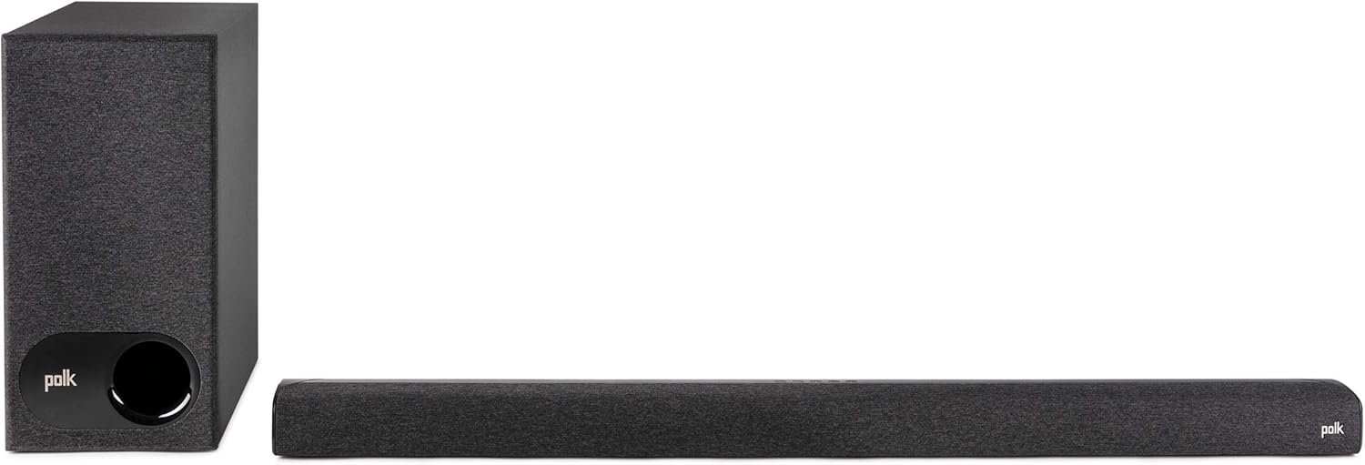 Polk Audio Signa S2 Ultra-Slim TV Sound Bar | Works with 4K & HD TVs | Wireless Subwoofer | Includes HDMI & Optical Cables | Bluetooth Enabled, Black