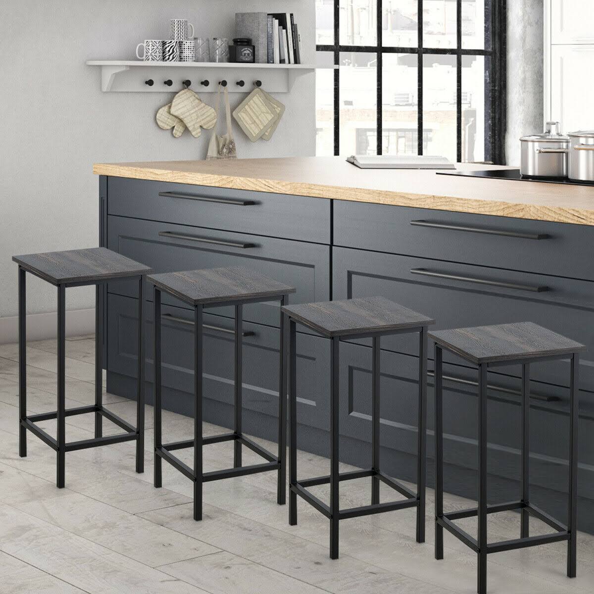 Set of 4 Bar Stools 24x22 Counter Height Backless with Metal Frame