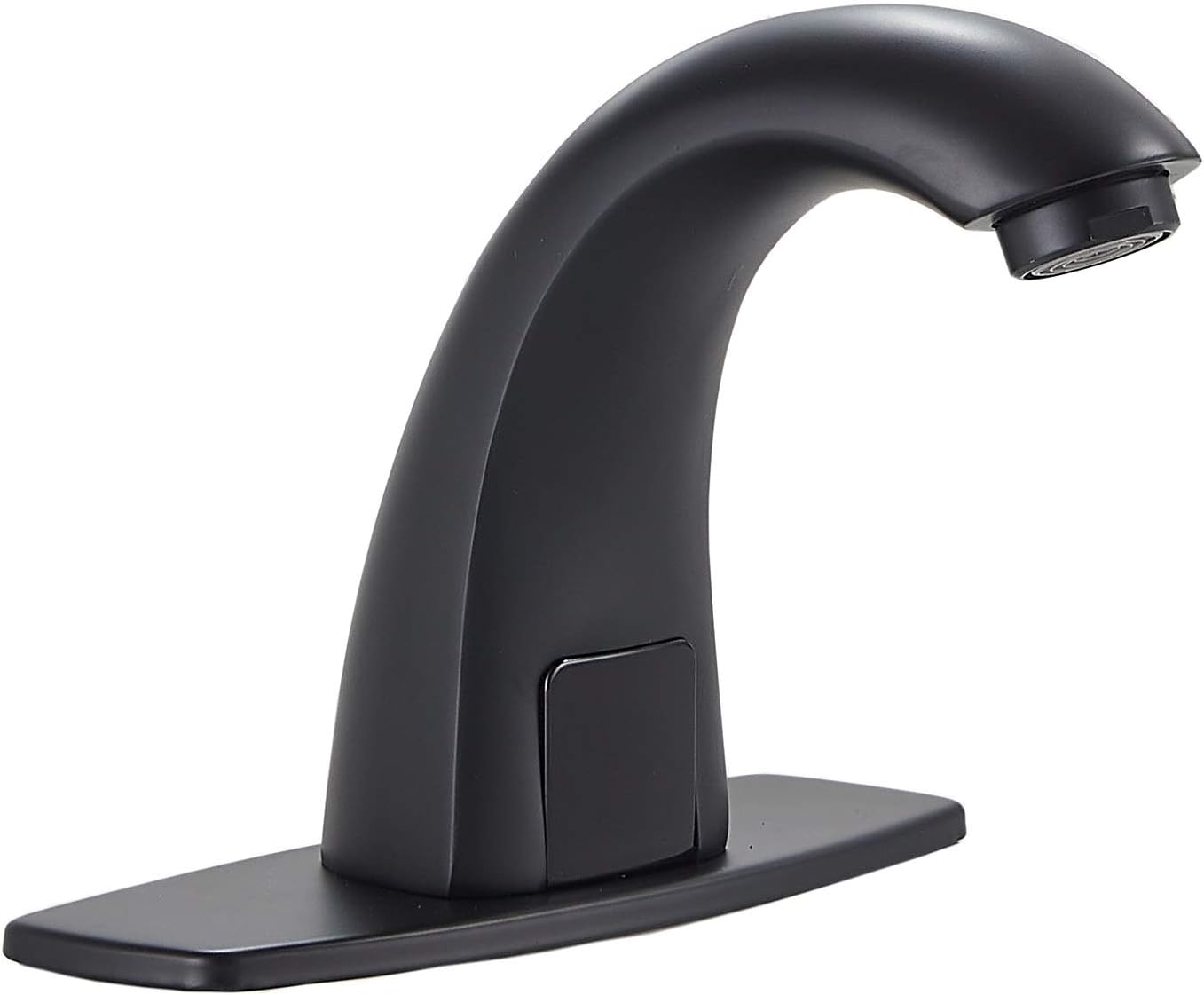 YBlucklly Matte Black Automatic Sensor Touchless Bathroom Sink Faucet with Hole Cover Plate DC Powered Sensor Hands Free Bathroom Tap Black Vanity Faucets