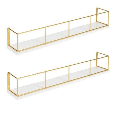 Gracie Oaks Mccasland Wall Shelf Finish: White, Gold