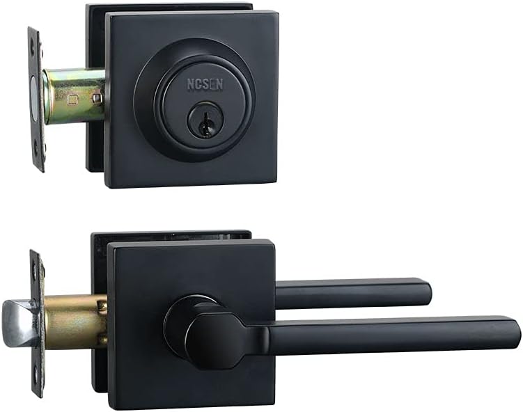 Elegant Style Exterior Door Lever, Front Door Locksets with Deadbolt, Black Door Handles, Combination Door Lock