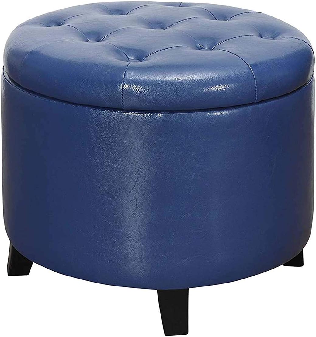 Convenience Concepts Designs4Comfort Round Ottoman, Lilac Faux Linen