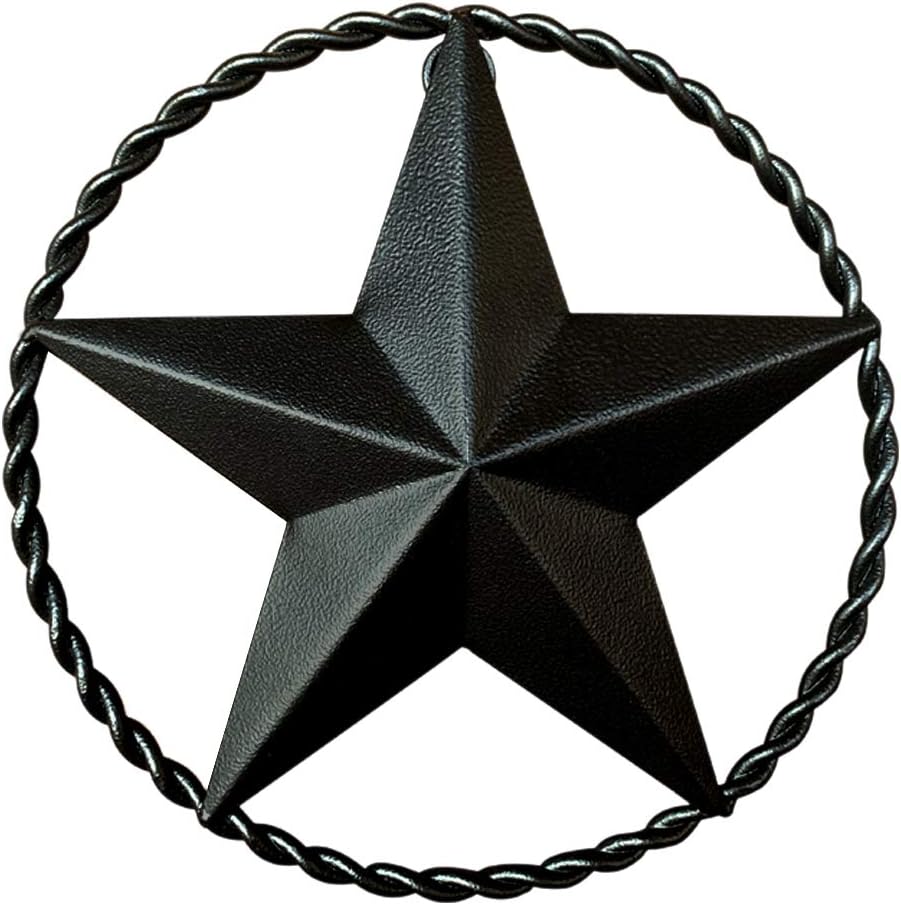 Black Metal Wall Star &ndash; Barn Star, Metal Stars for Outside or Inside, Texas Star, Art Rustic Vintage Western Country Farmhouse Iron Wall D&eacute;cor for House (9
