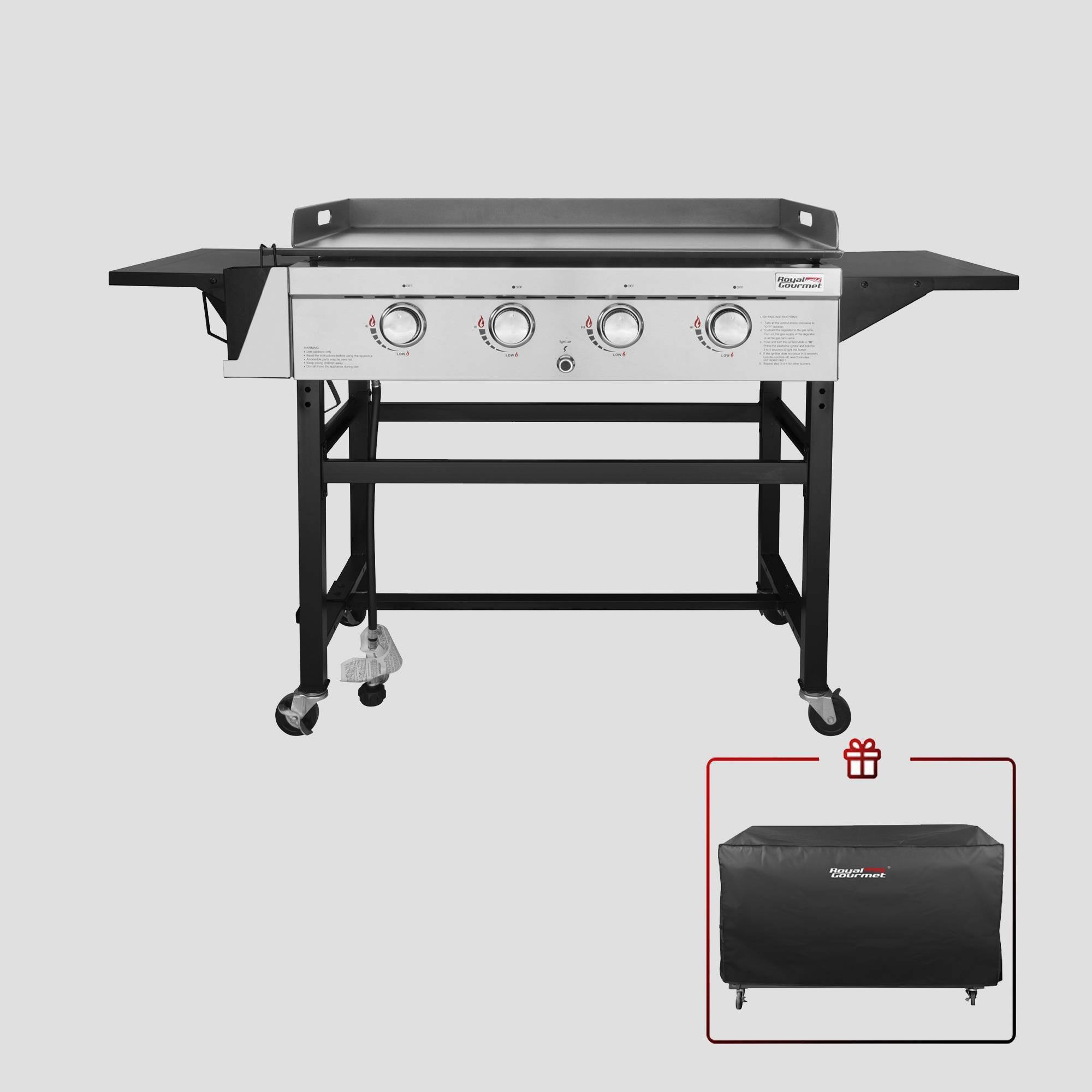 Royal Gourmet 36'' 4-Burner GAS Griddle with Cover GB4001C Black