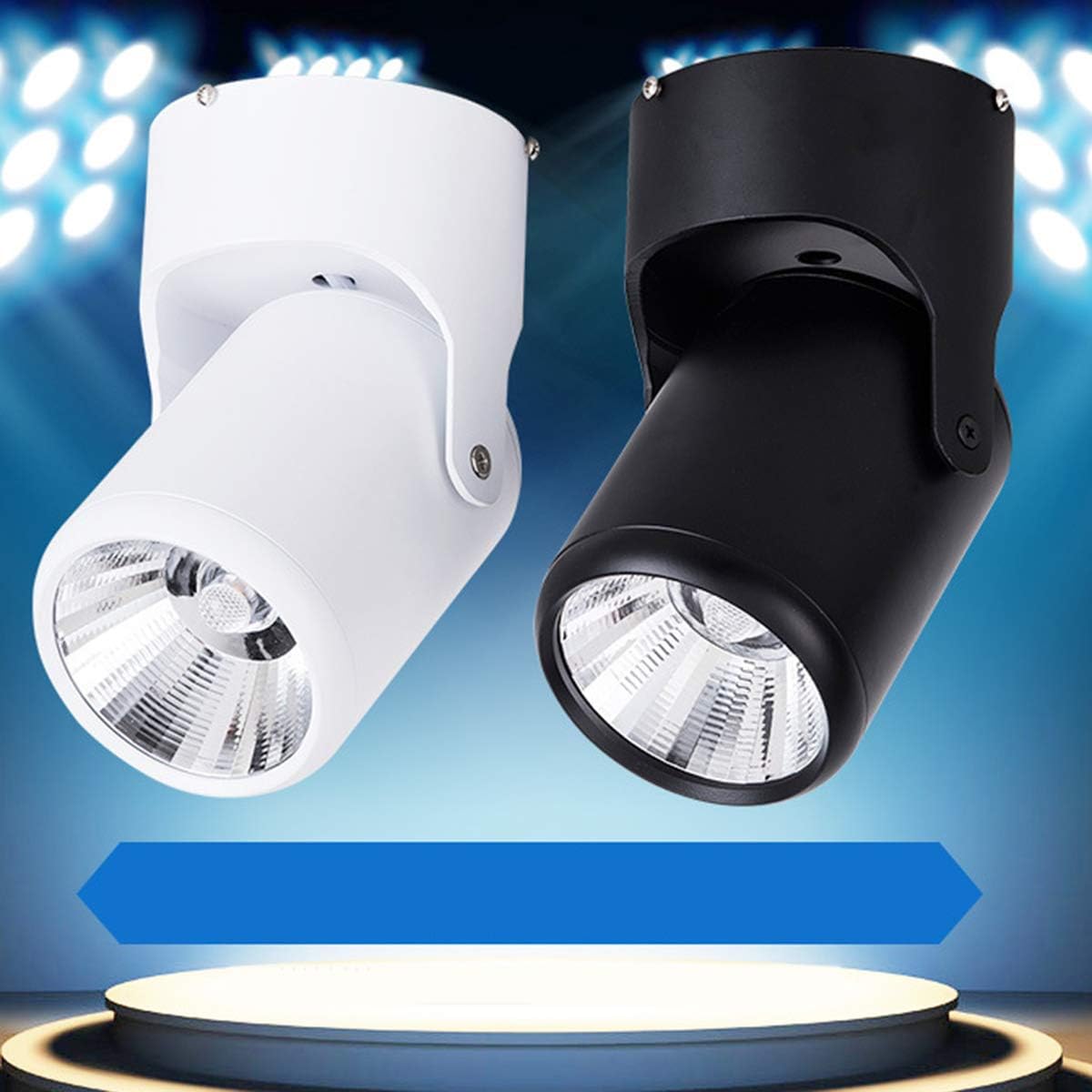 Uonlytech Indoor 85-265V 7W LED Spotlight Adjustable Ceiling Downlight Surface Mounted COB Lighting Aluminum Wall Lamp Spot Light Warm White (White)