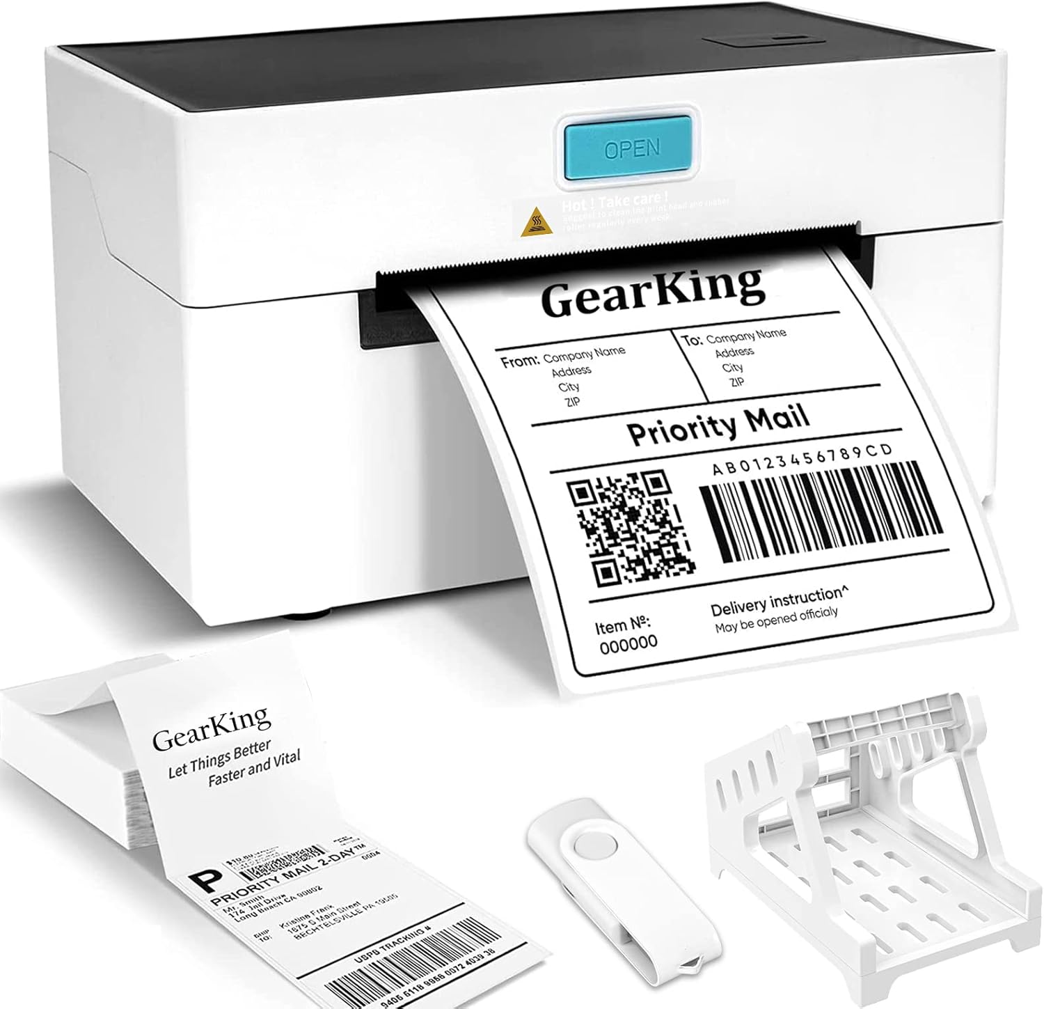 GearKing Thermal Label Printer Set,USB High Speed Shipping Label Printer for Shipping Packages,4x6 Desktop Label Printer for Small Business, Compatible with Amazon, Ebay, Etsy, Shopify, FedEx, etc