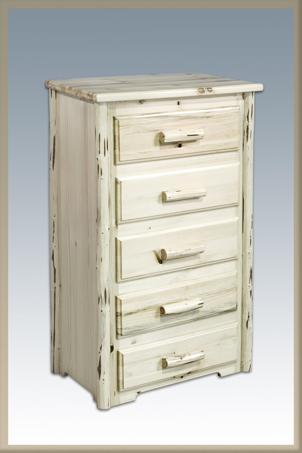 Montana Woodworks Collection 5 Drawer Chest of Drawers, Clear Lacquer Finish