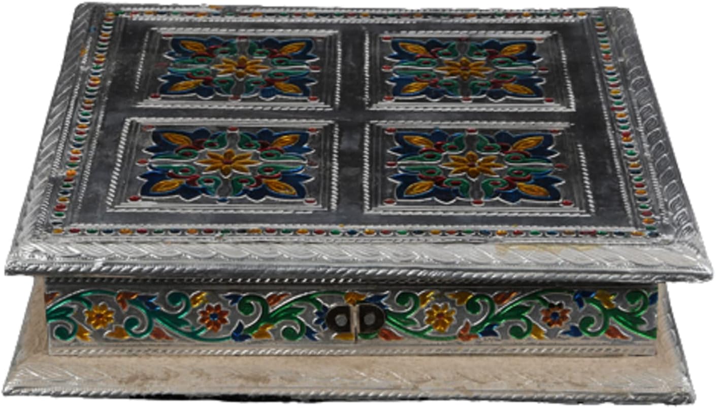 Dry Fruit Box For Home Decoration, Diwali Gift Box, Wooden Gift Box, Meenakari Box, Handicraft Items, Wedding Favor Gift Box For Home Decor By TRENZO JAIPUR. Pack of 2