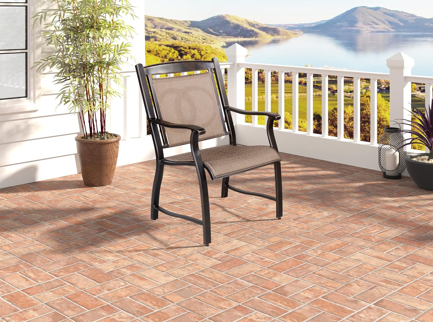 Casual World Outdoor Dining Chairs Set of 4, Cast Aluminum Patio Bistro Chairs with Breathable Fabric and Armrests for Lawn, Garden, Backyard, Deck